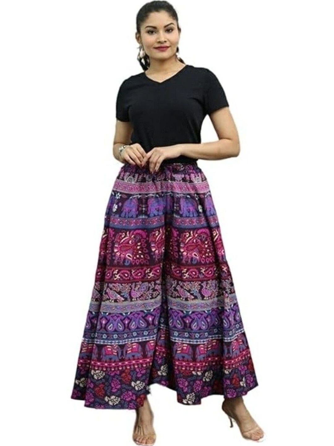 OUTER WEAR AYAM EXPORTS Women Ethnic Motifs Printed Knitted Ethnic Palazzos-picture-24