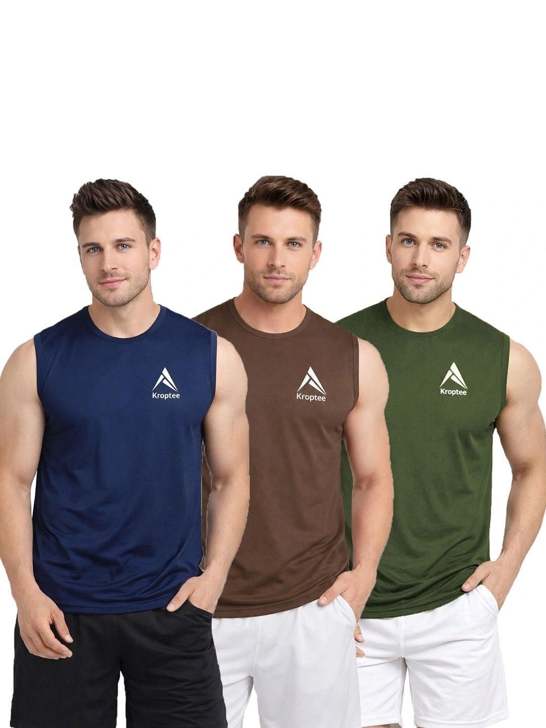 Kroptee Pack of 3 Cotton Blend Gym Vest-picture-37