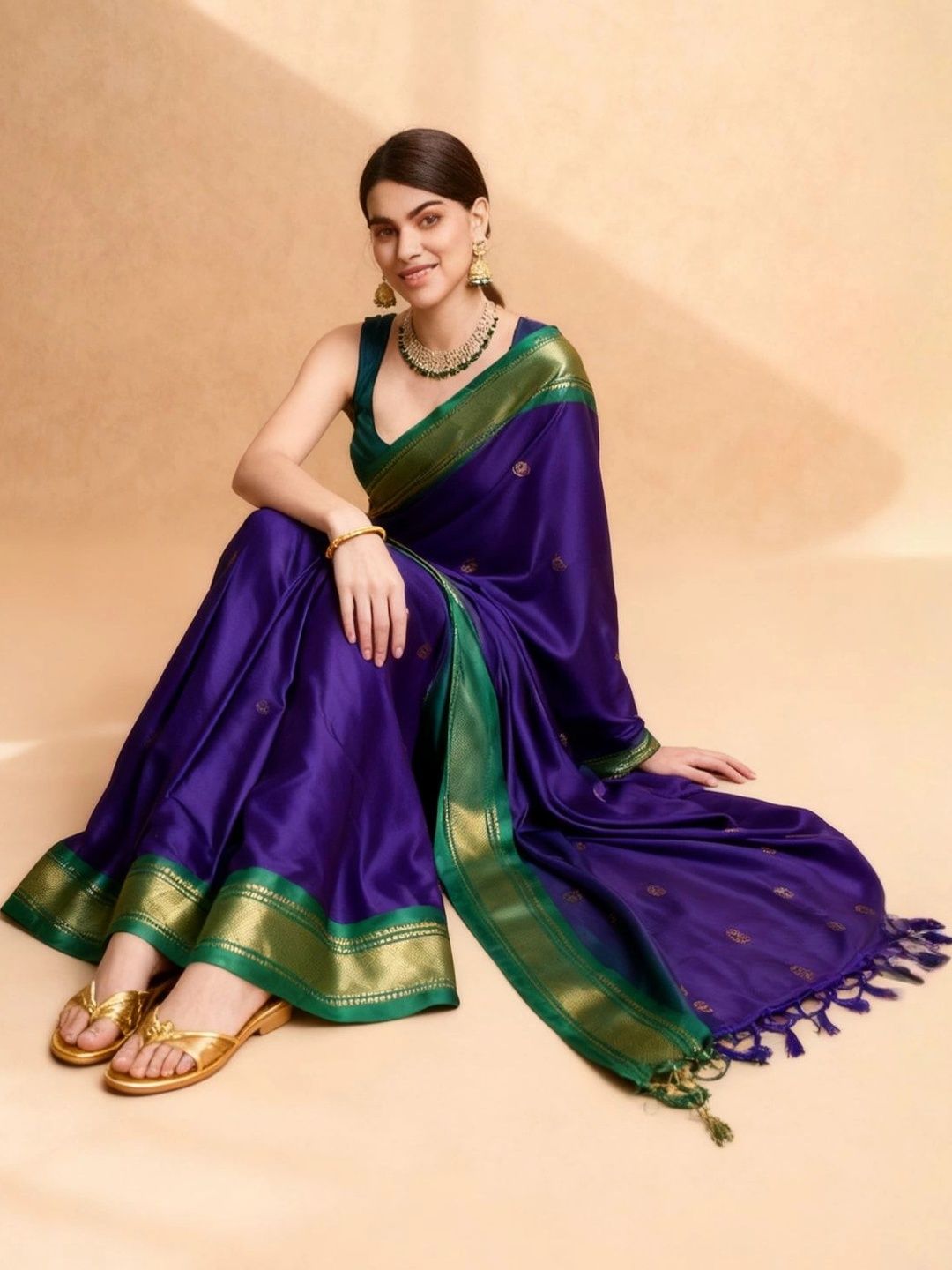 Sangria Zari Pure Cotton Kanjeevaram Saree