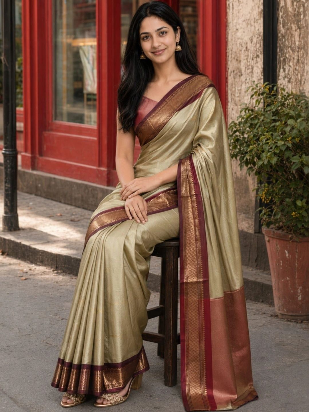 Mitera Zari Pure Cotton Kanjeevaram Saree-picture-21