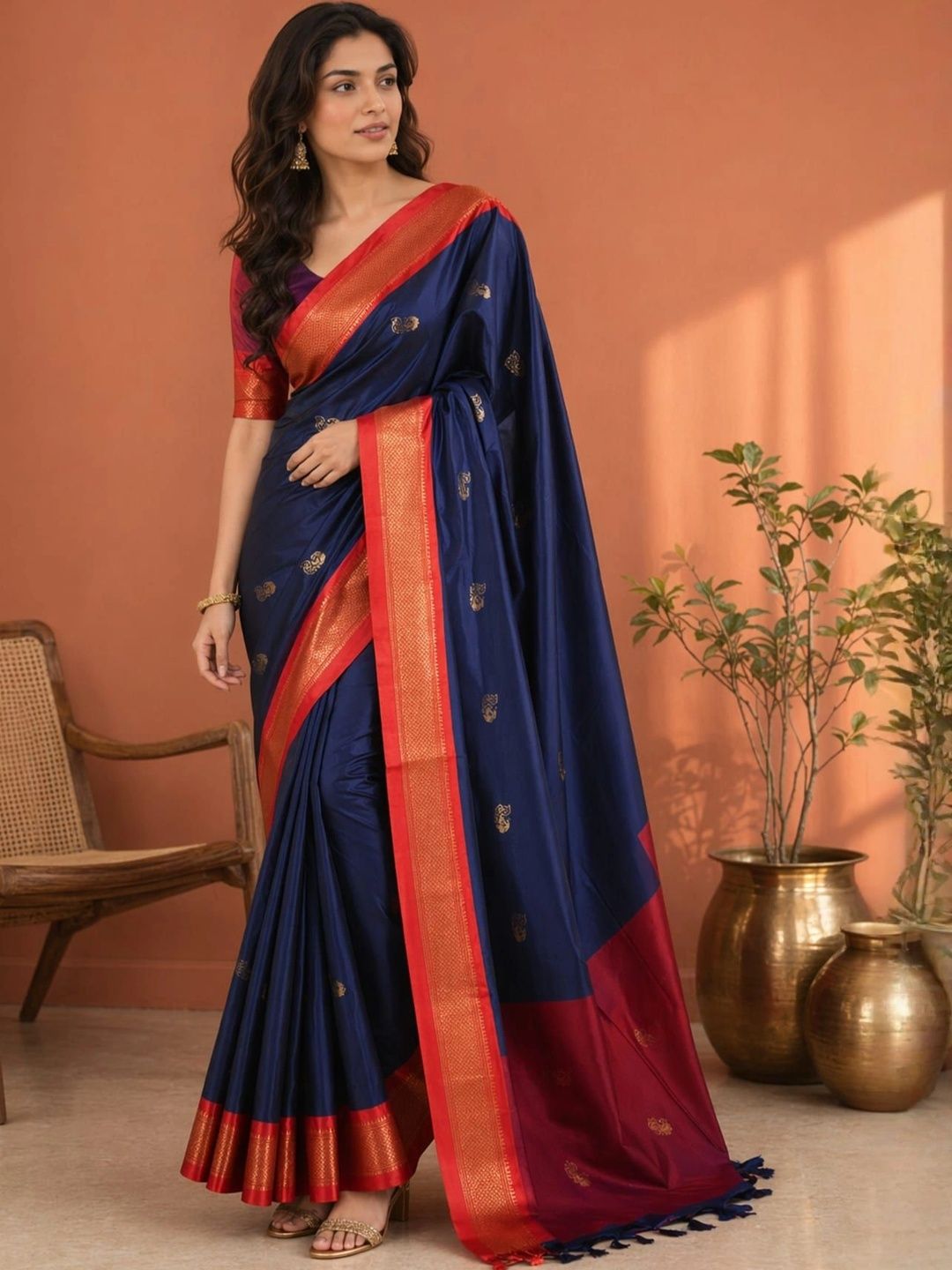 Mitera Embellished Zari Pure Cotton Kanjeevaram Saree-picture-22