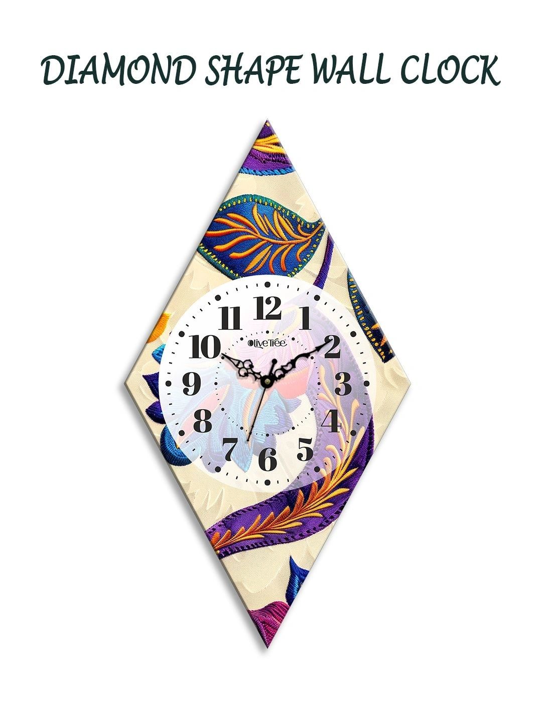 OLIVE TREE Multicoloured Printed Geometric Wall Clock-picture-30