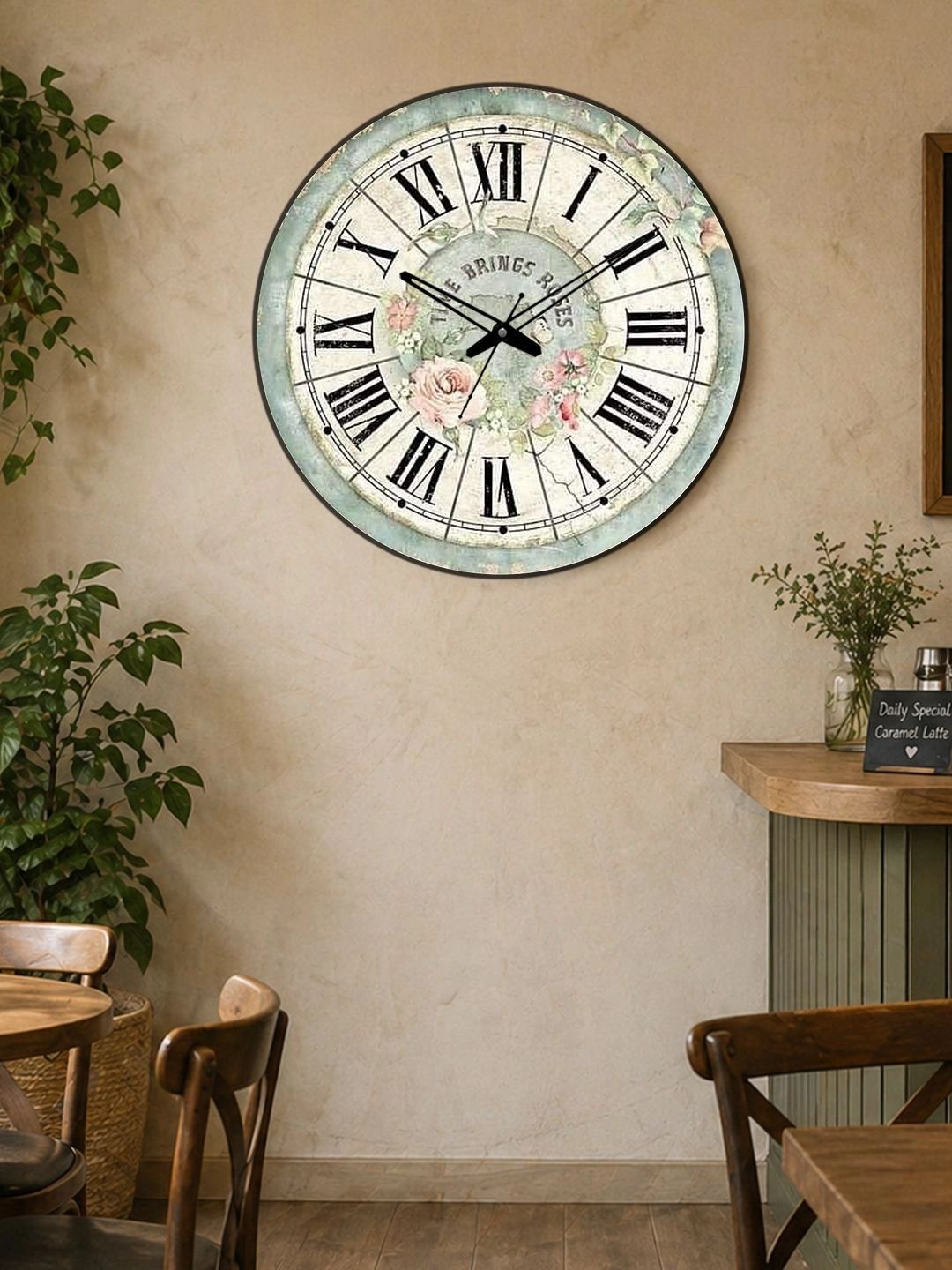 OLIVE TREE Multicoloured Printed Vintage Wall Clock-picture-56