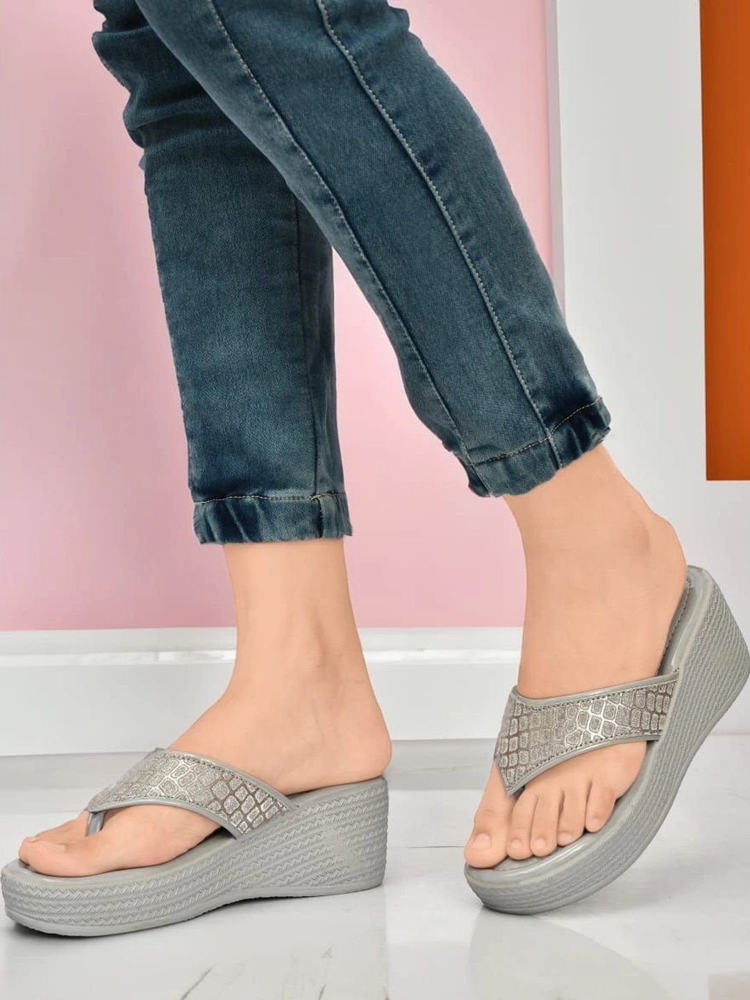glitchez Textured Wedge Sandals-picture-58