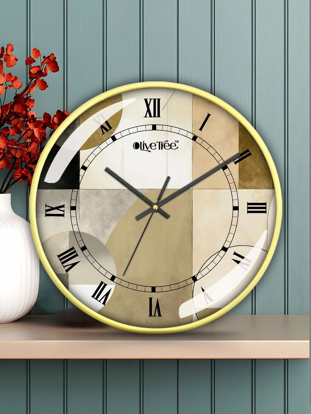 OLIVE TREE Gold-Toned Printed Wall Clock-picture-47