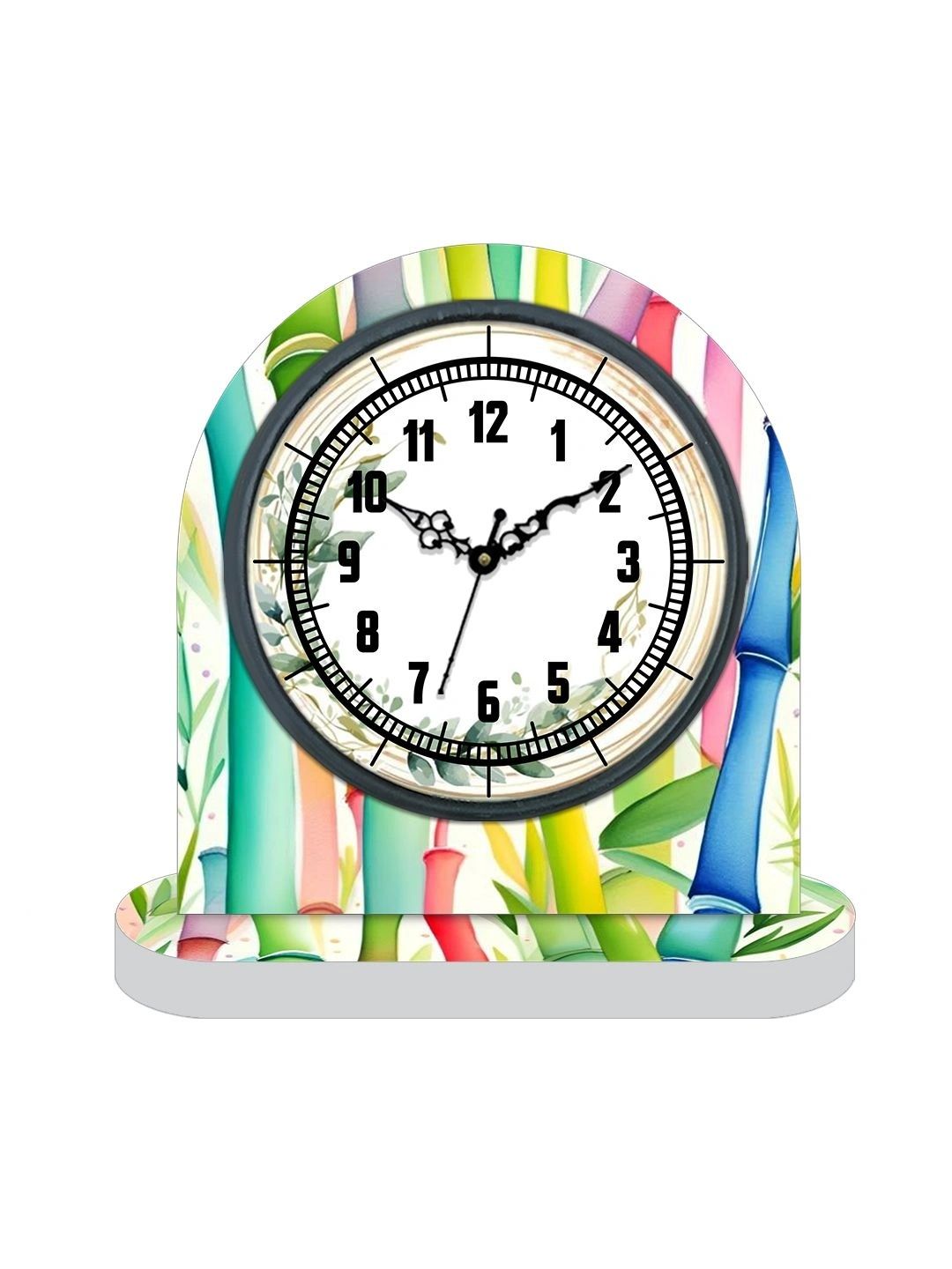 OLIVE TREE Multicoloured Printed Abstract Shaped Contemporary Table Clock-image-49