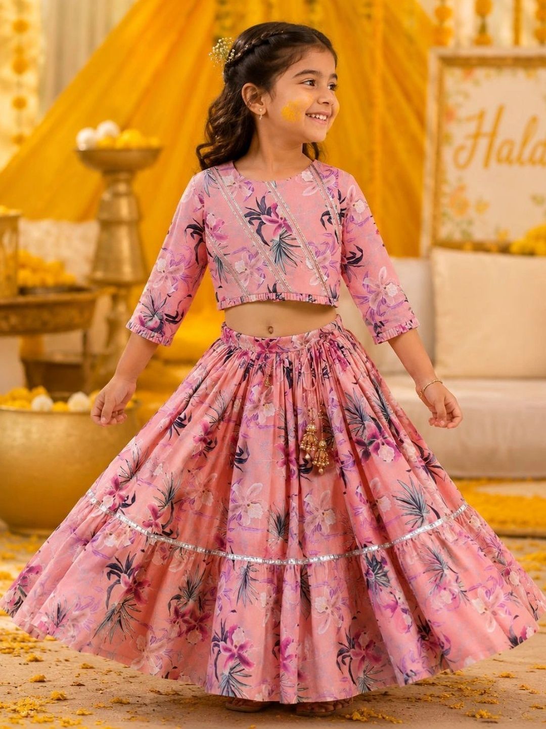 Fun Little Ones Girls Printed Ready to Wear Lehenga &-picture-17