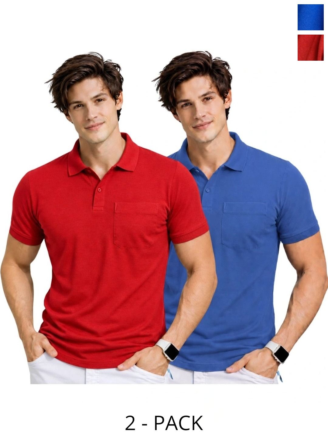SAIKSA FASHION Men 2 Polo Collar Pockets T-shirt