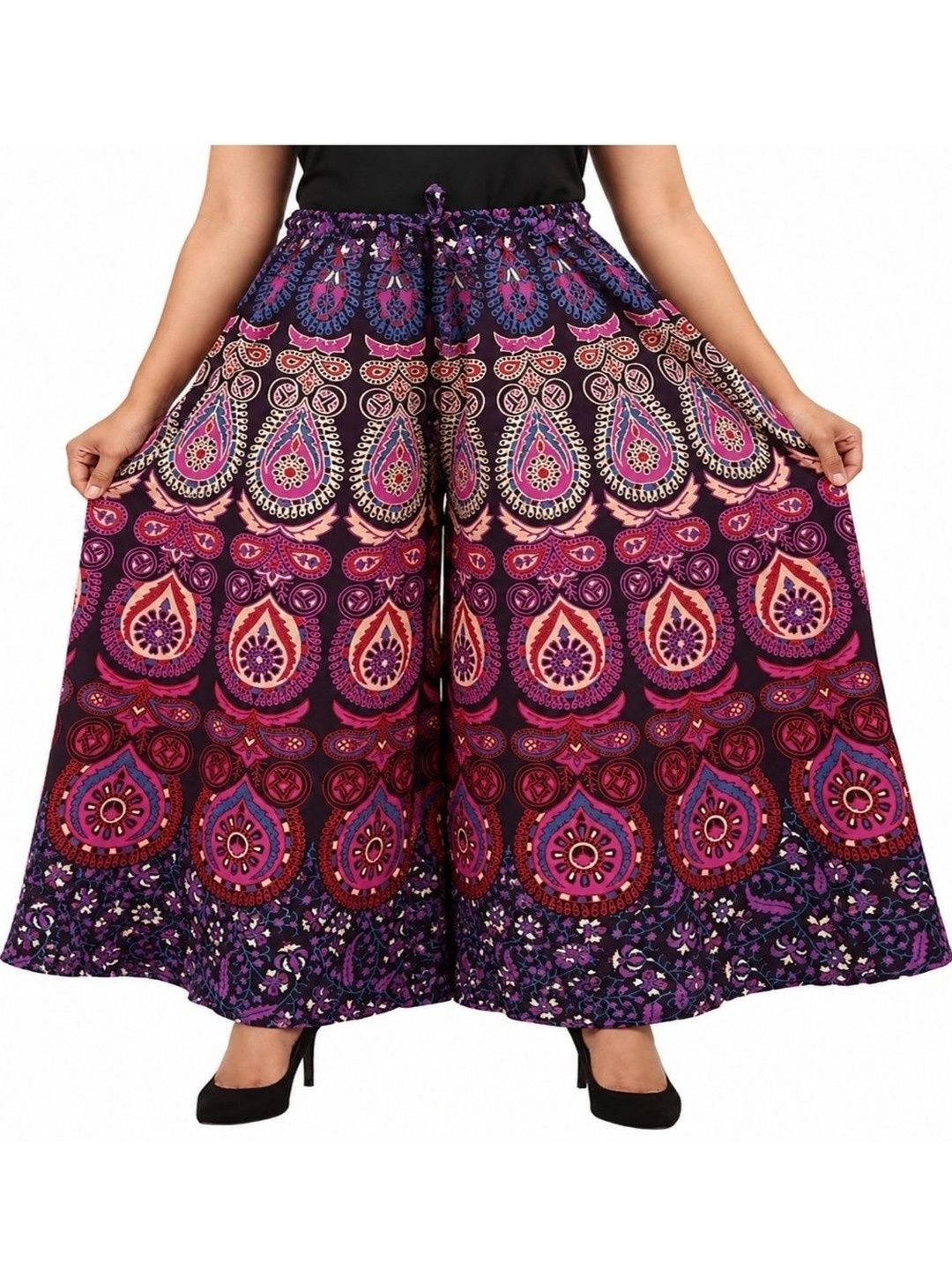 OUTER WEAR AYAM EXPORTS Women Ethnic Motifs Printed Knitted Ethnic Palazzos-picture-22