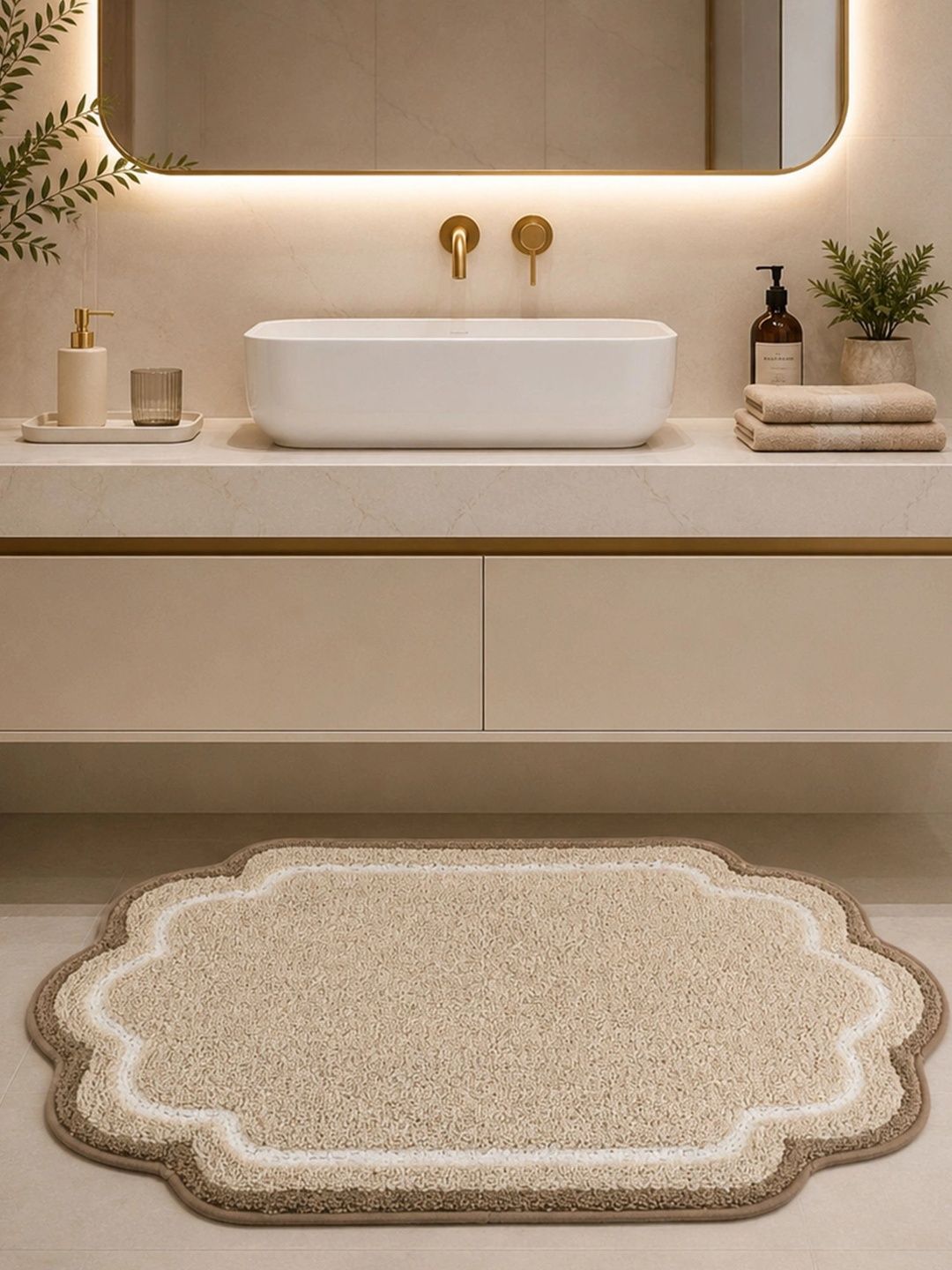 OBSESSIONS Beige Anti-Skid & Ultra Absorbent Bath Rugs-image-35
