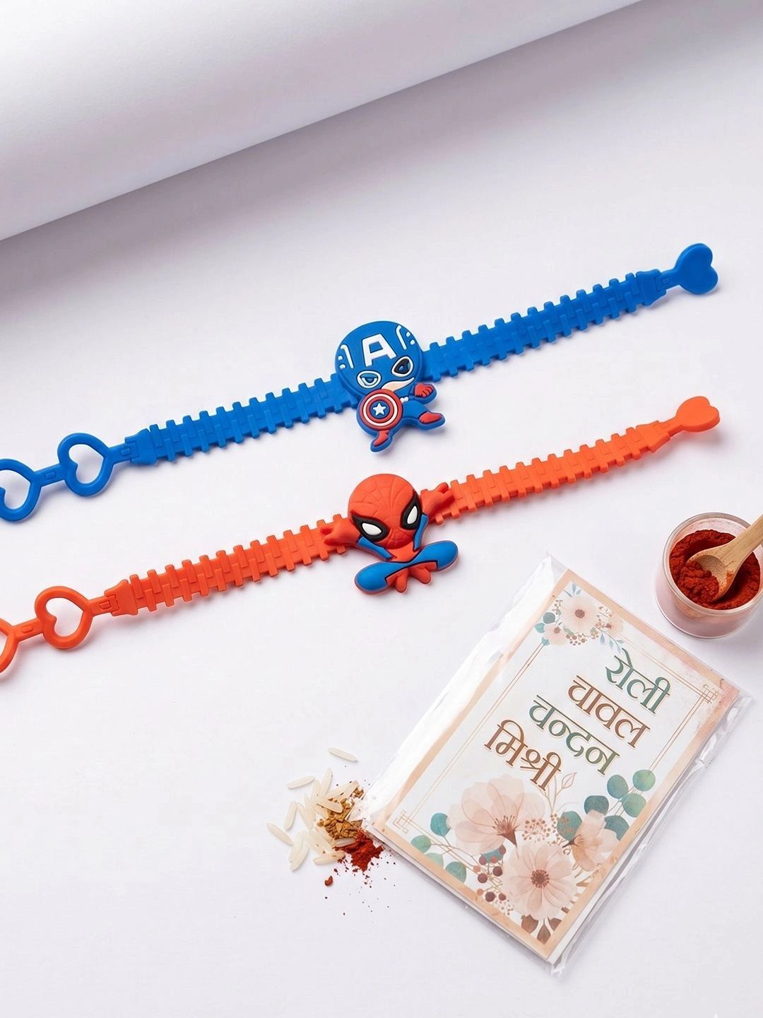 NVR Set Of 2 Superhero Kids Rakhi With Roli Chawal Chandan Mishri-picture-52