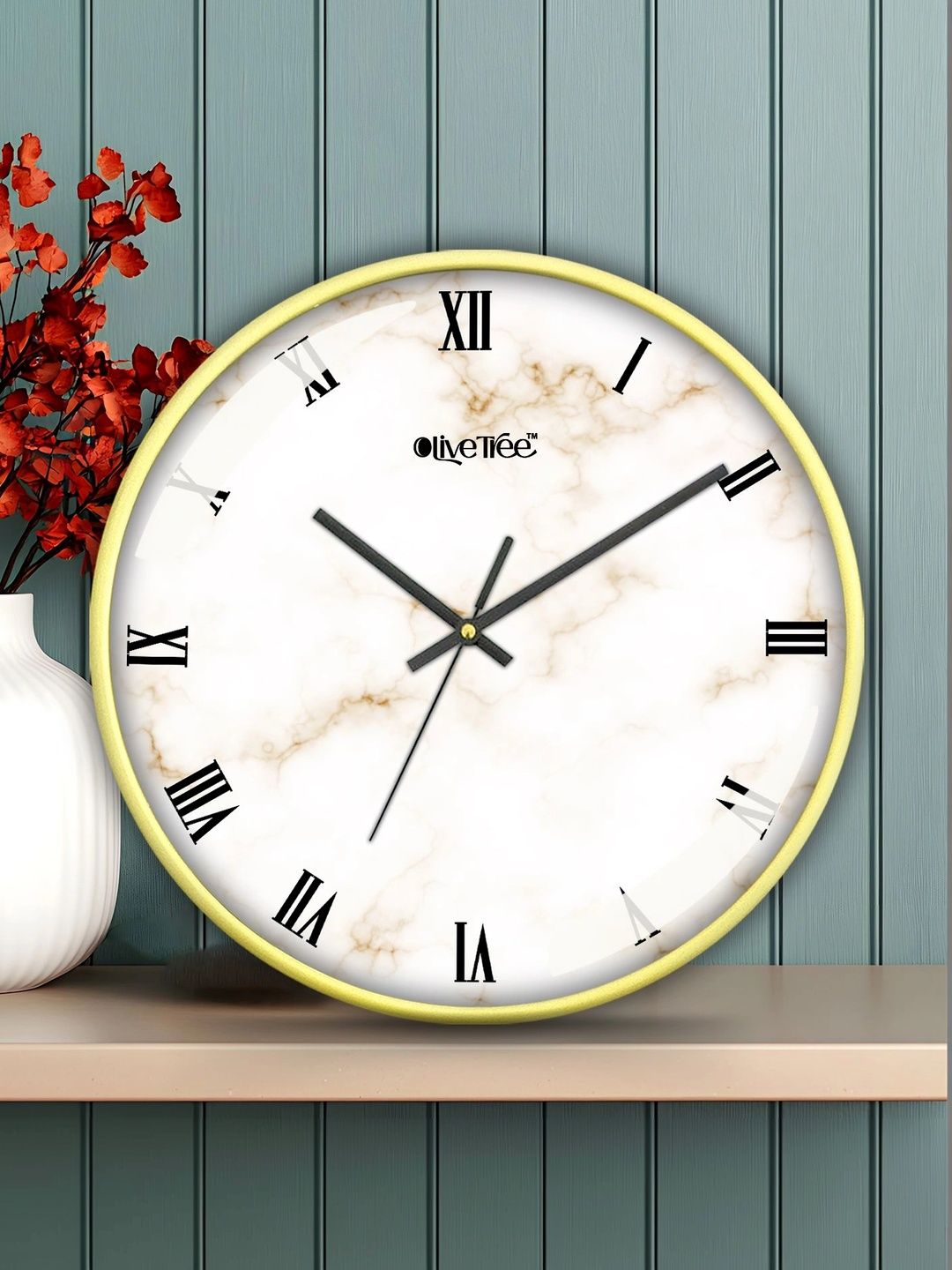 OLIVE TREE Gold-Toned Textured Wall Clock-picture-27