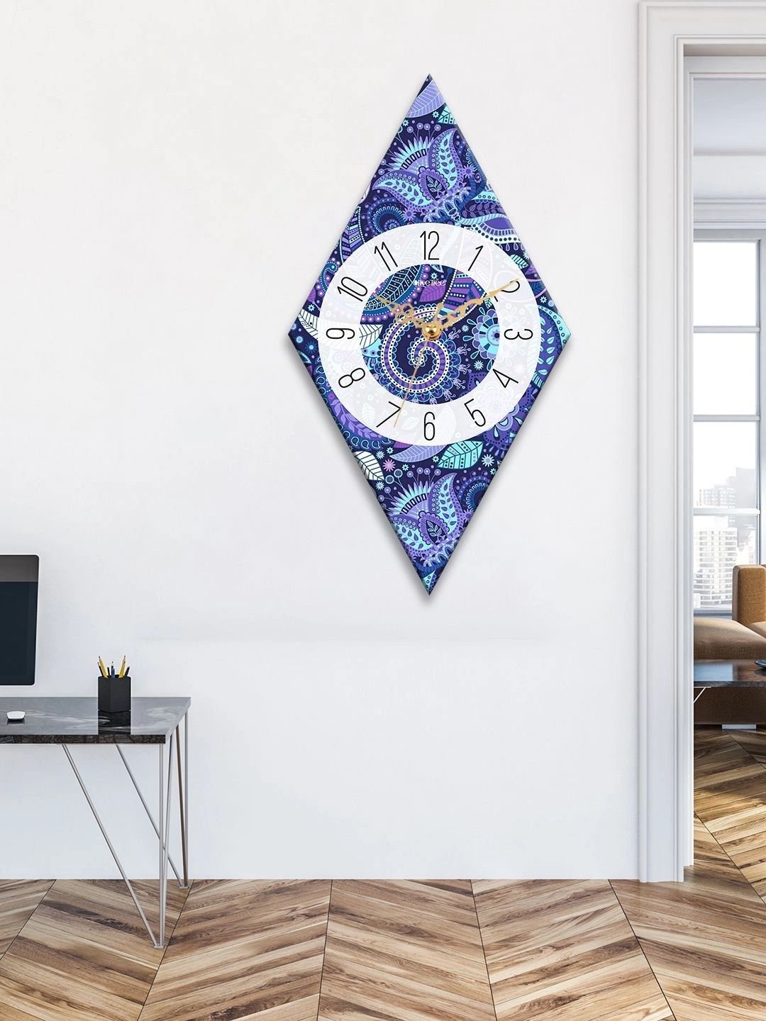 OLIVE TREE Multicoloured Printed Geometric Wall Clock-picture-45