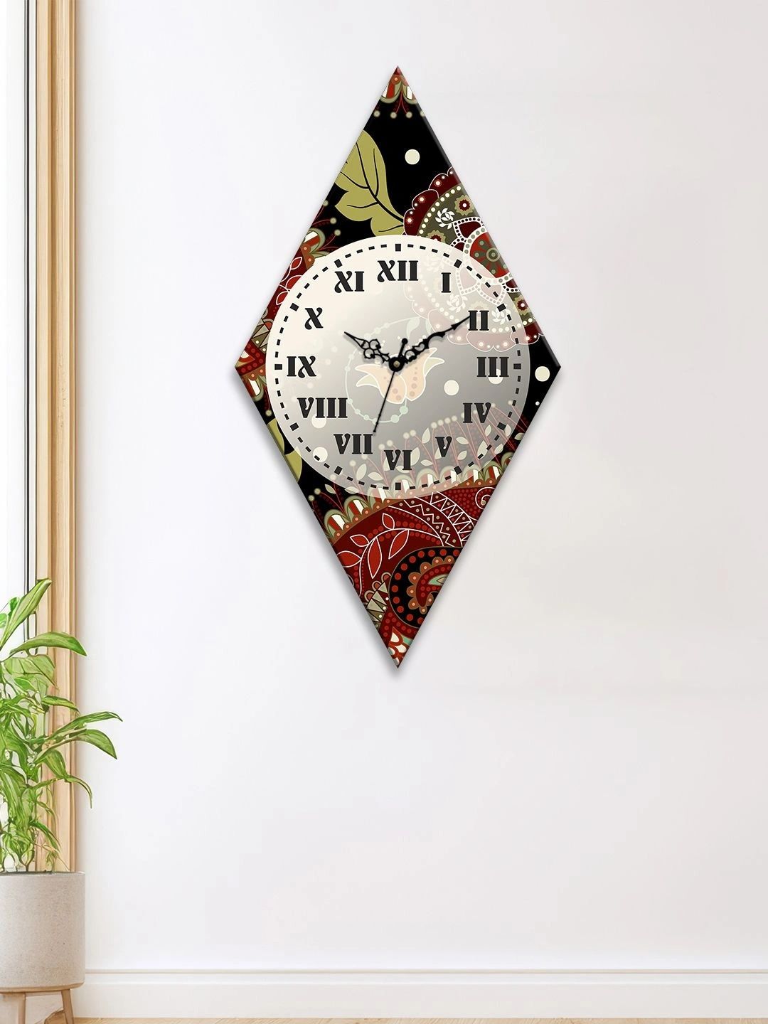 OLIVE TREE Multicoloured Printed Geometric Wall Clock-picture-38