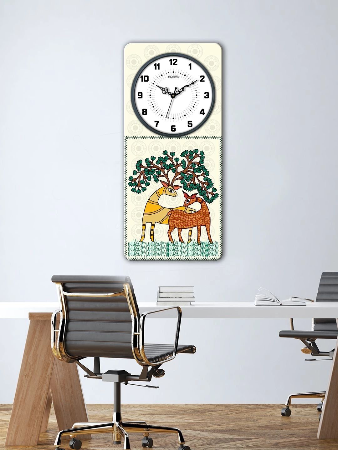 OLIVE TREE Multicoloured Printed Geometric Wall Clock-image-8