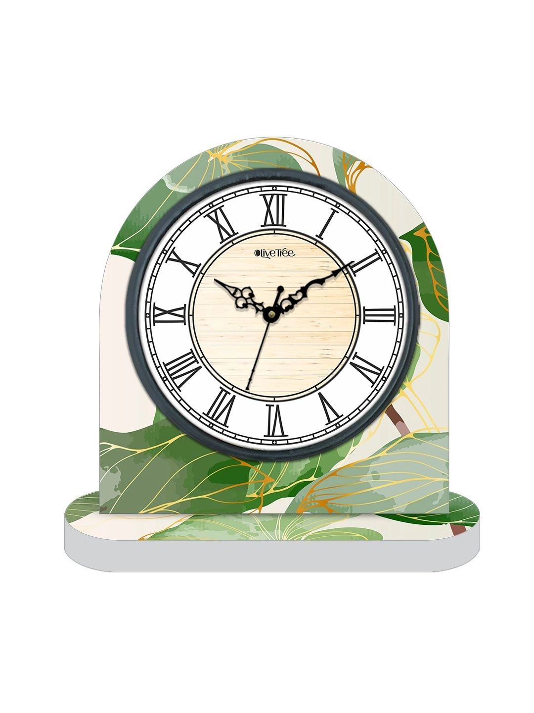 OLIVE TREE Green & White Printed Geometric Vintage Table Clock-image-23