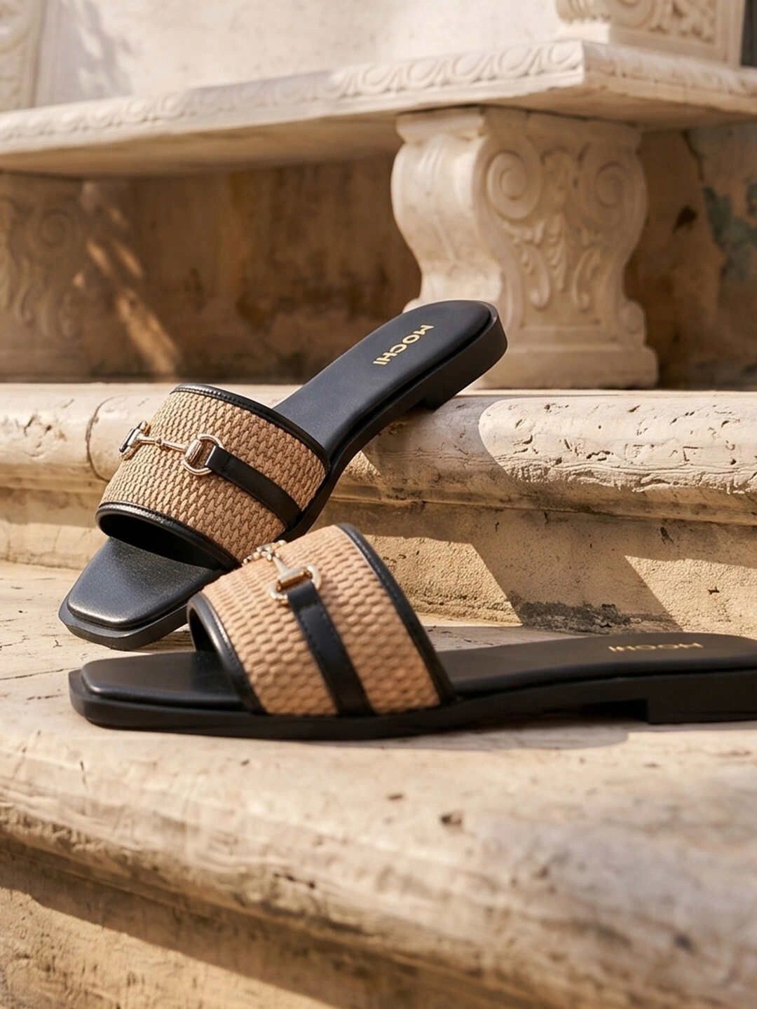 Mochi Women Open Toe Flats with Buckles-picture-17