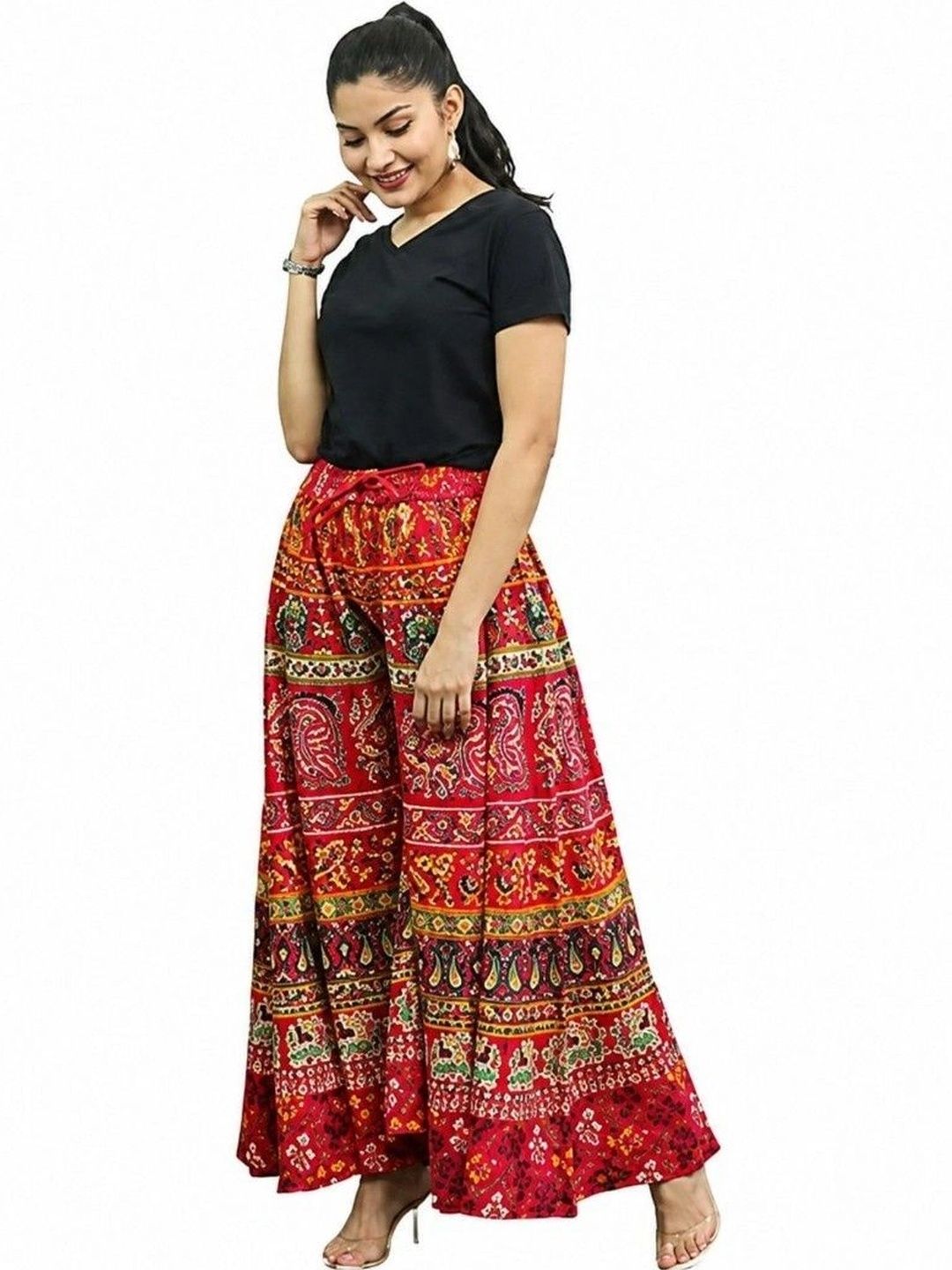 OUTER WEAR AYAM EXPORTS Women Ethnic Motifs Printed Knitted Ethnic Palazzos-picture-27