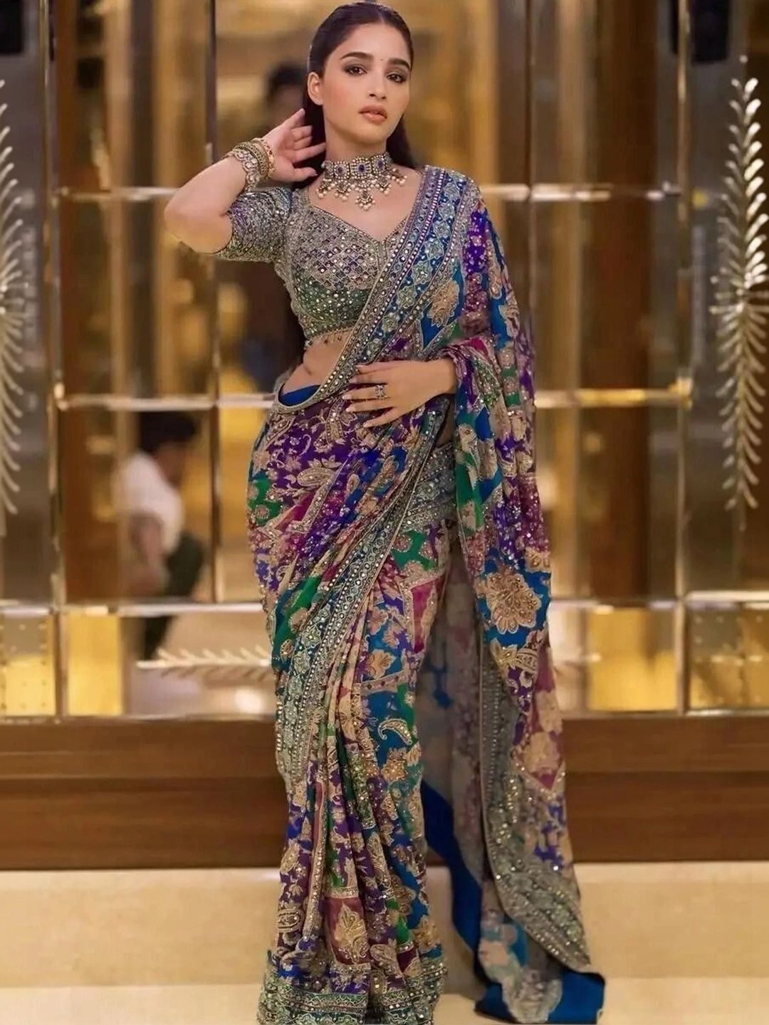 Sanwariya Silk Embellished Mirror Work Silk Blend Saree-picture-31