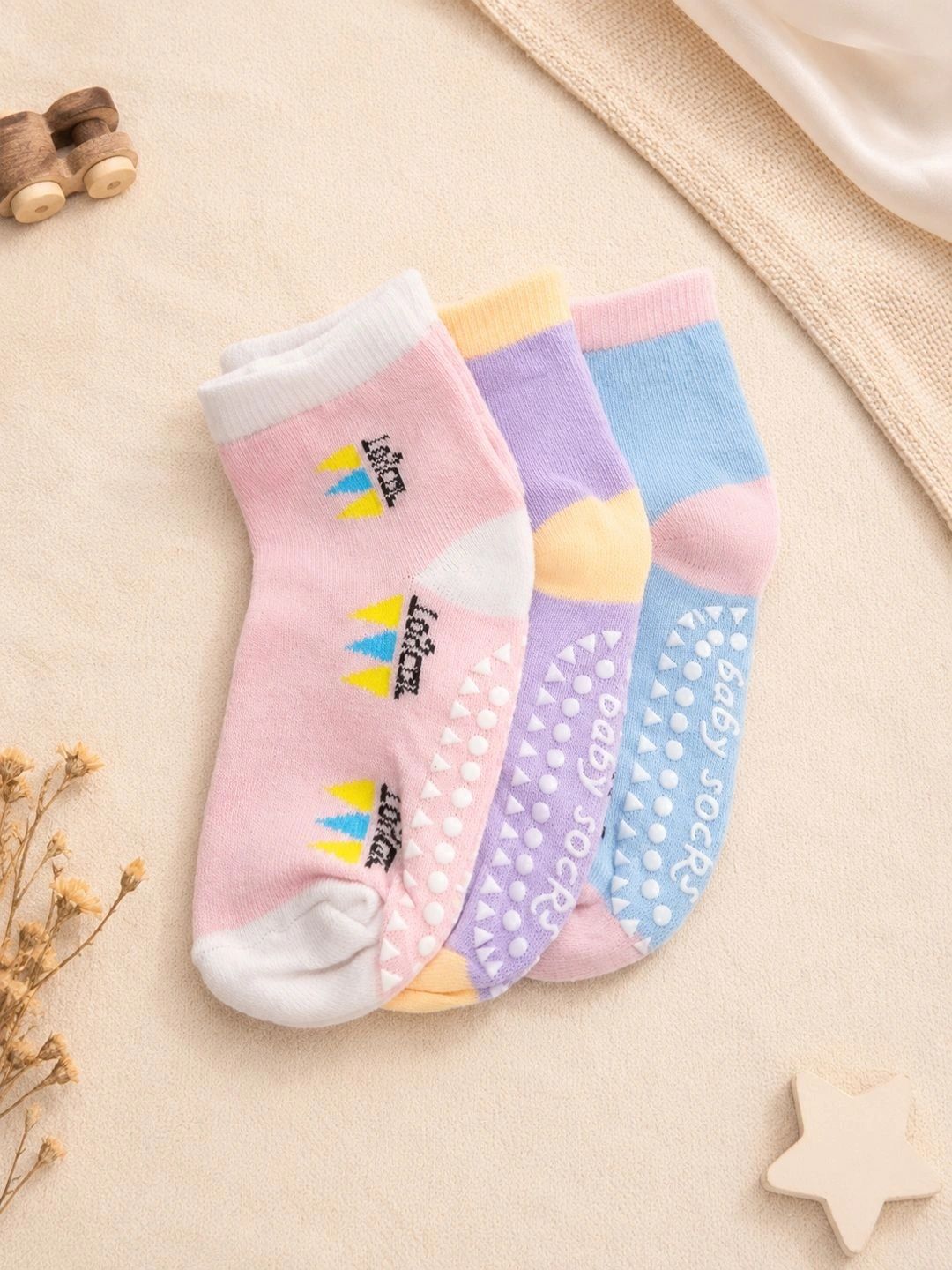 CORTICA Unisex Kids Pack of 3 Cotton Blend Assorted Patterned Above Ankle Socks-picture-14