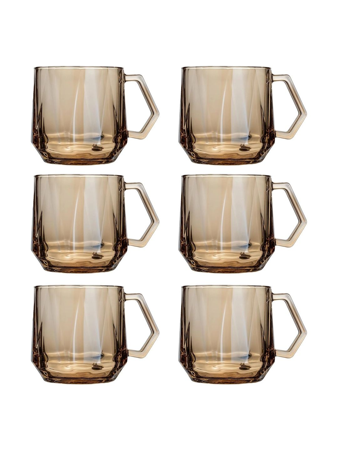 Rioware Transparent & Brown Solid Glass Transparent Cups Set of Cups and Mugs-picture-33
