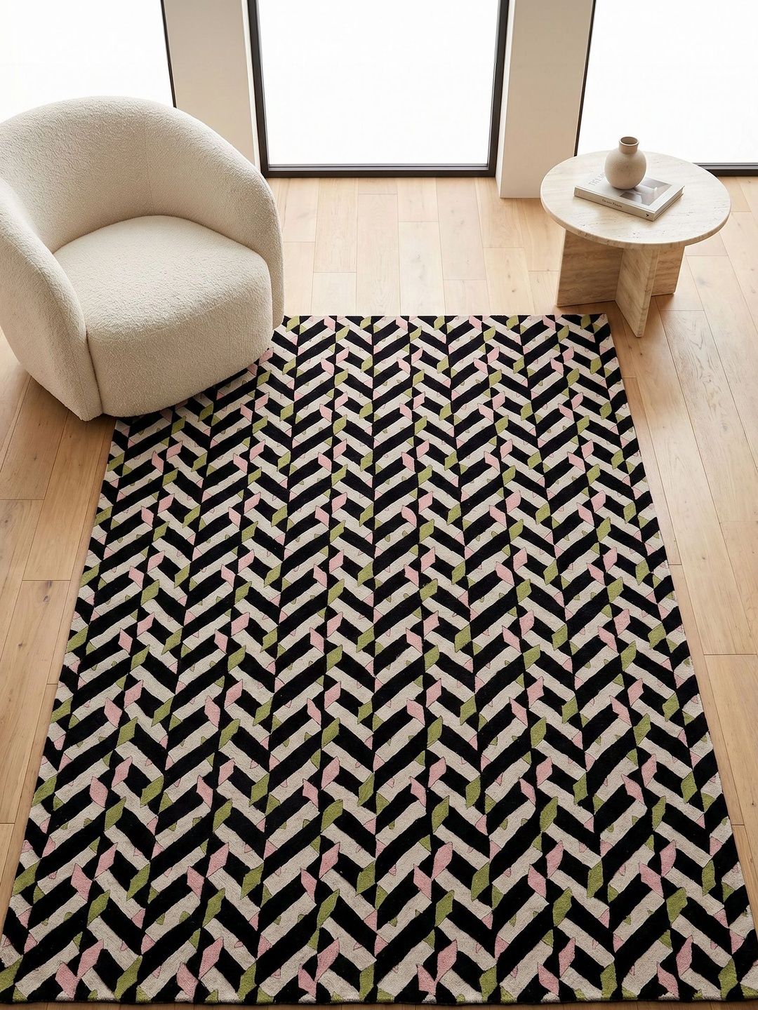 Jaipur Rugs Black Geometric Hand-Tufted Woollen Carpet-picture-48