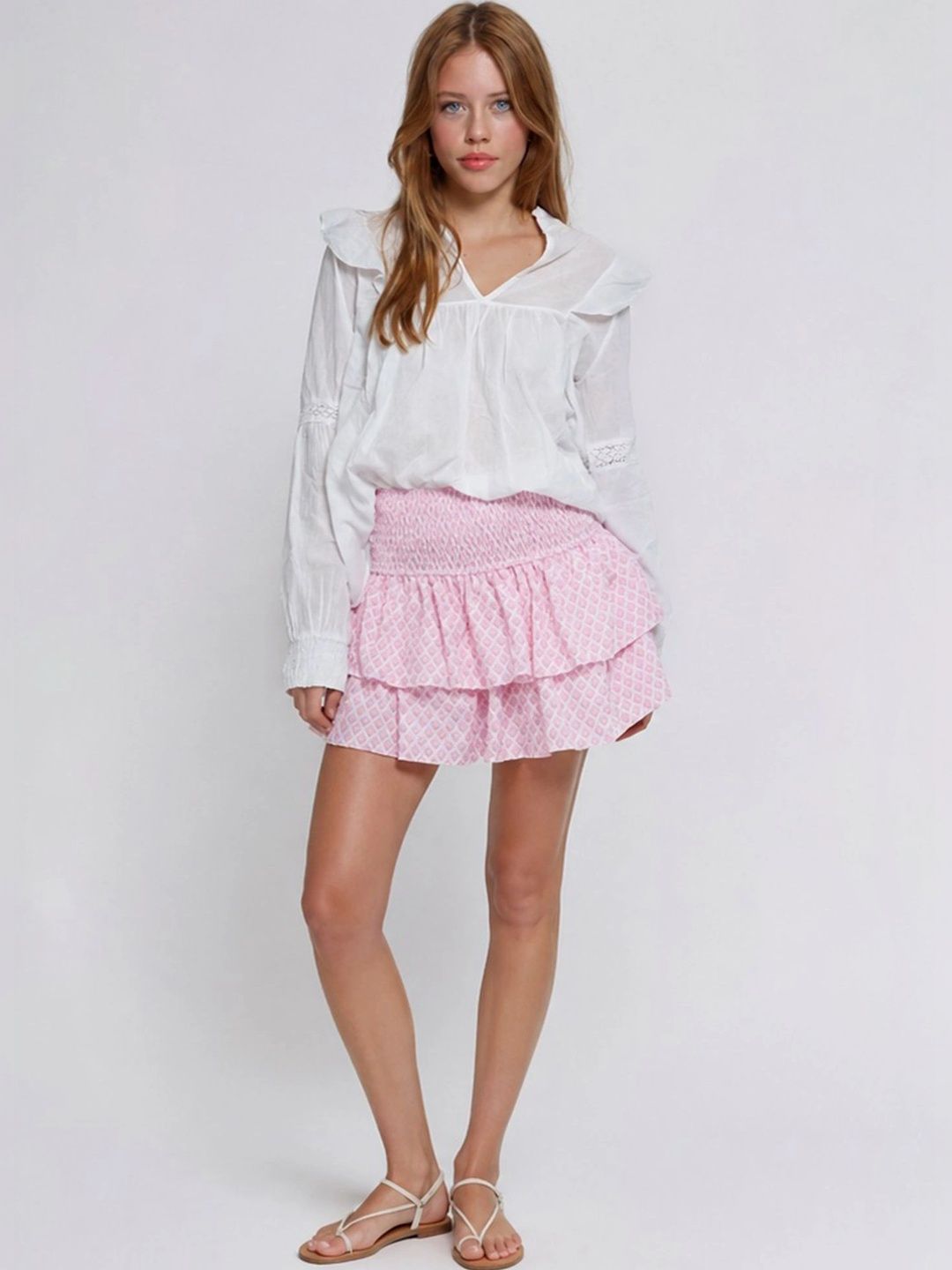 LULU & SKY Women Geometric Frills Bows and Ruffles Mini Tiered Skirt