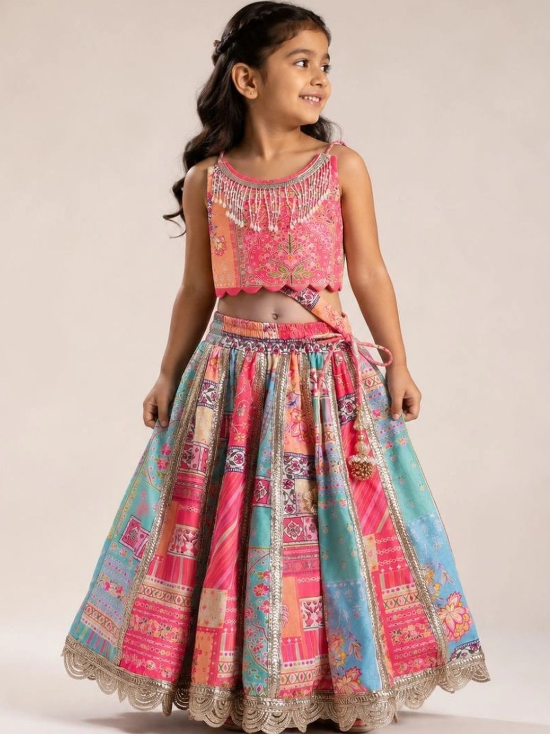 Fun Little Ones Girls Printed Ready to Wear Lehenga &-picture-22