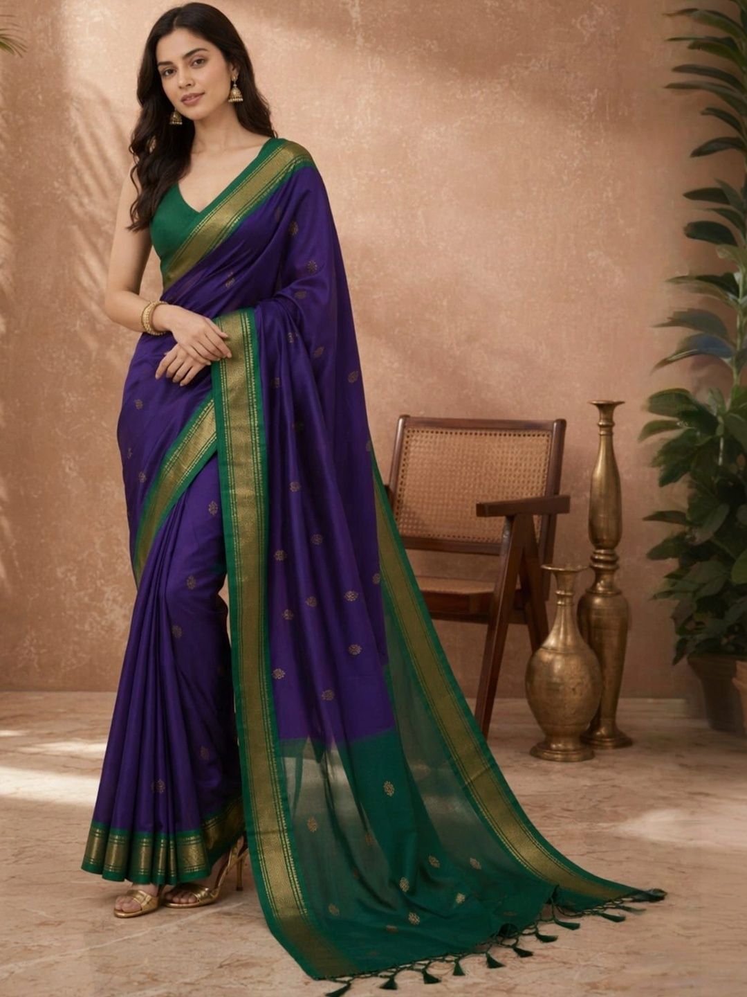 Mitera Embellished Zari Pure Cotton Kanjeevaram Saree-picture-12