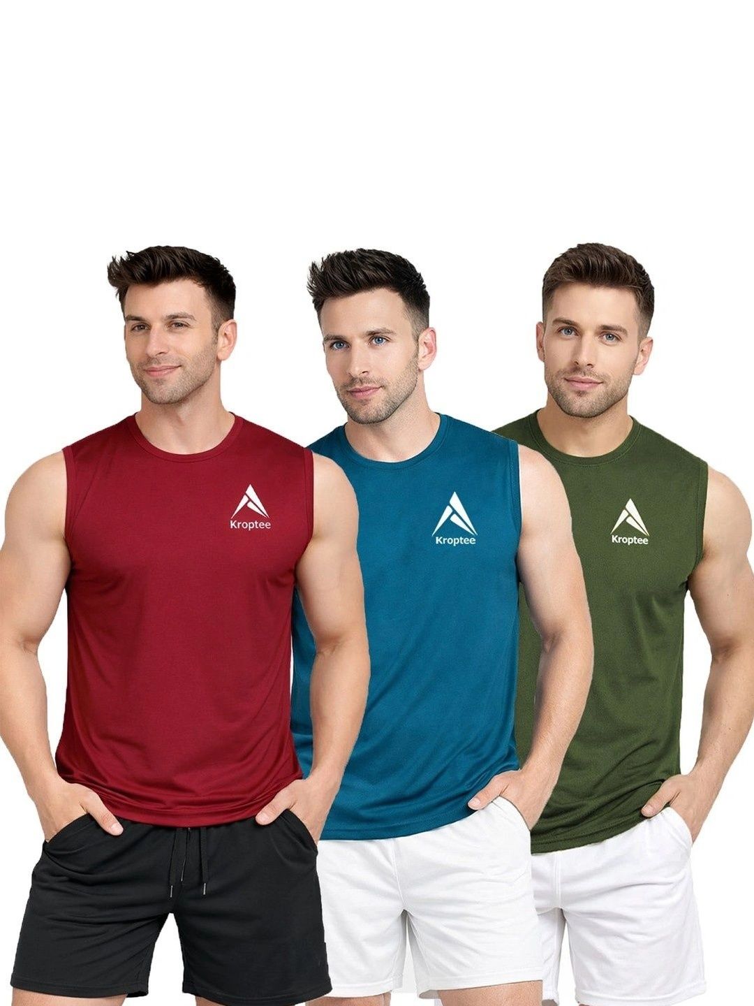 Kroptee Pack of 3 Cotton Blend Gym Vest-picture-20