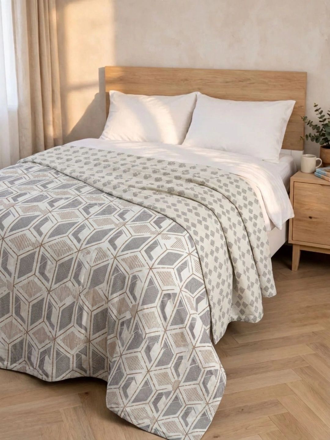 Florida Beige Geometric AC Room 120 GSM Dohar-image-7
