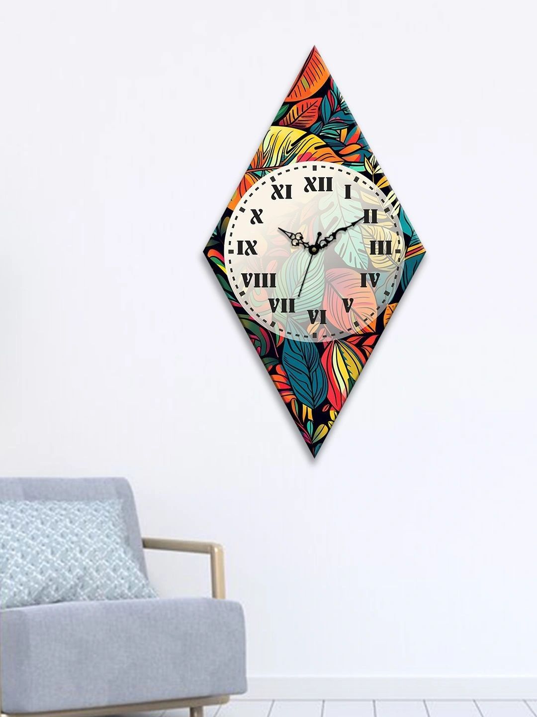 OLIVE TREE Multicoloured Printed Geometric Contemporary Wall Clock-picture-14