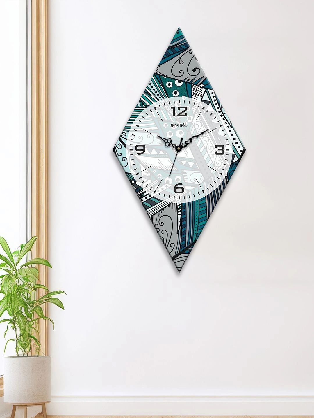 OLIVE TREE Multicoloured Printed Geometric Contemporary Wall Clock-picture-47