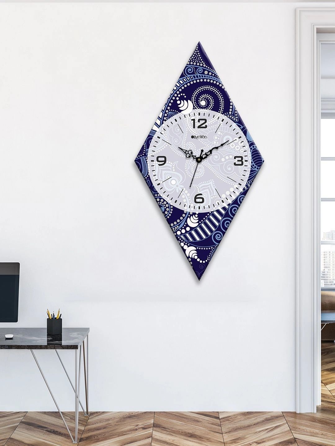 OLIVE TREE Multicoloured Printed Geometric Contemporary Wall Clock-picture-45
