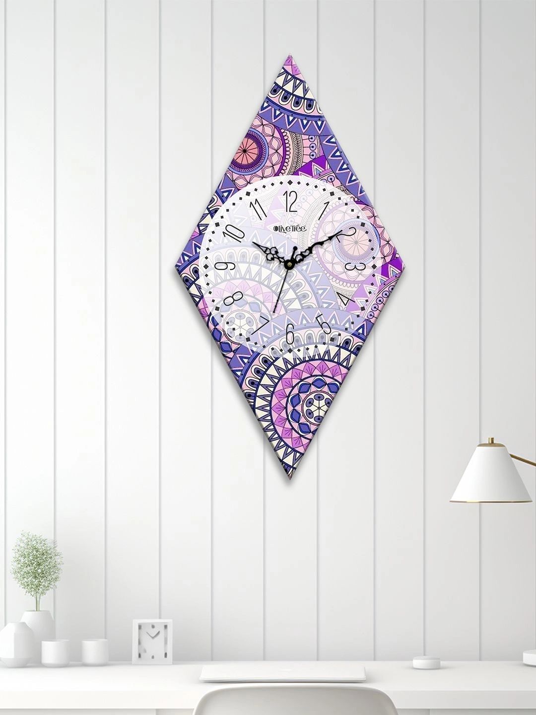 OLIVE TREE Multicoloured Printed Geometric Wall Clock-picture-29