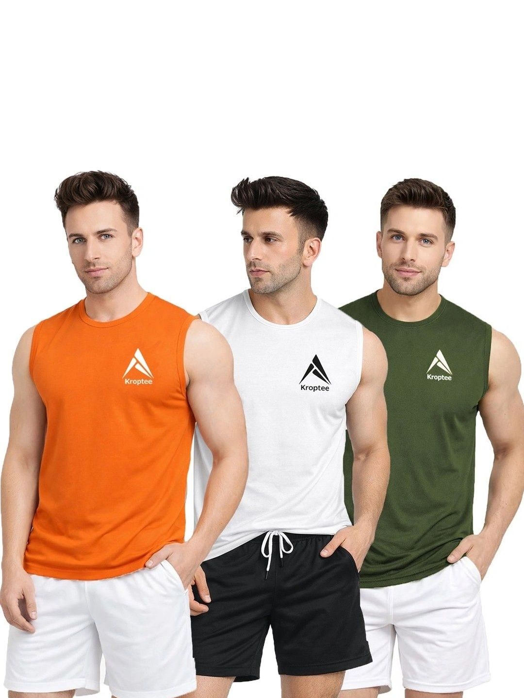 Kroptee Pack of 3 Cotton Blend Gym Vest-picture-43