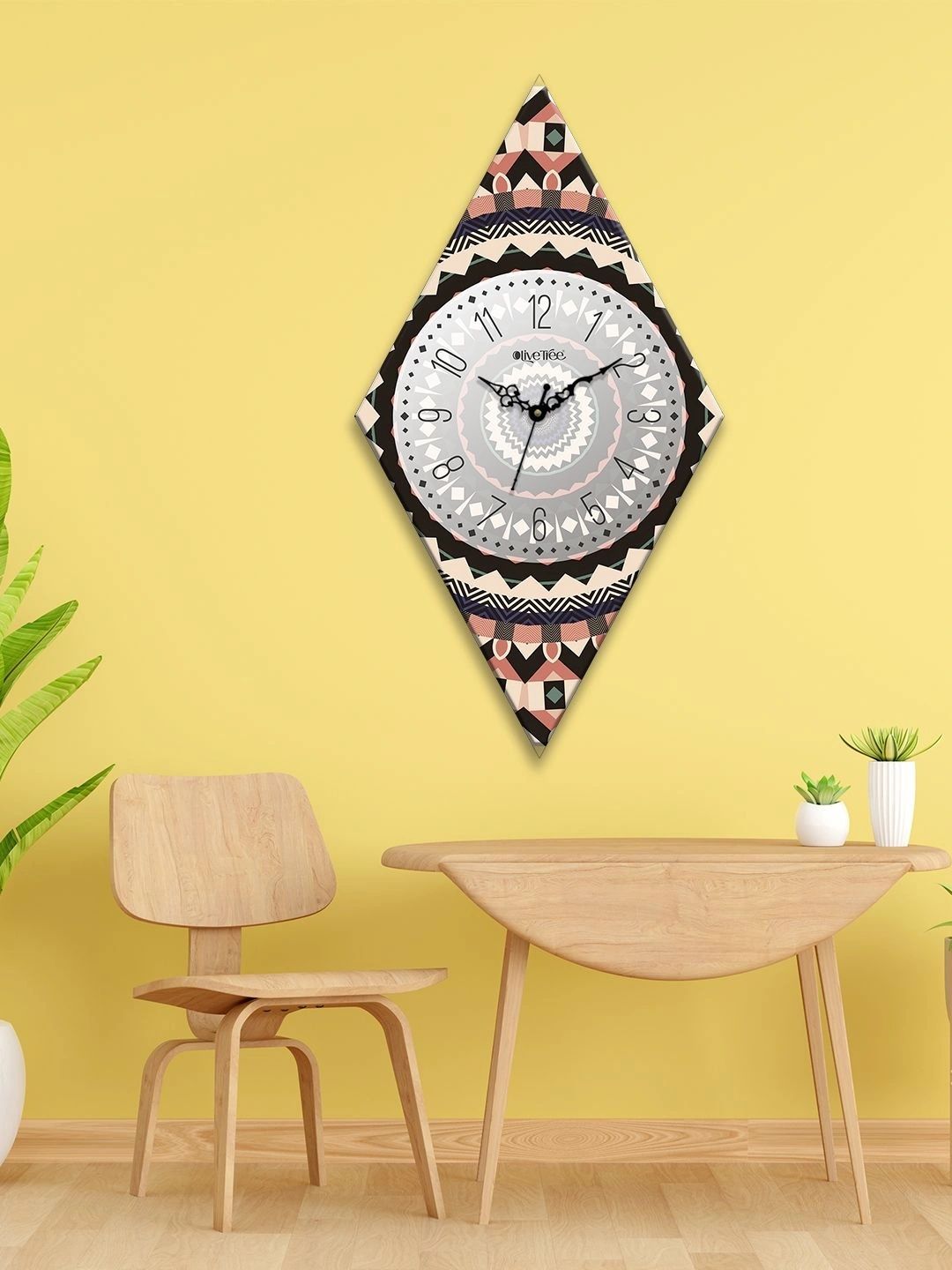 OLIVE TREE Multicoloured Printed Geometric Wall Clock-picture-23