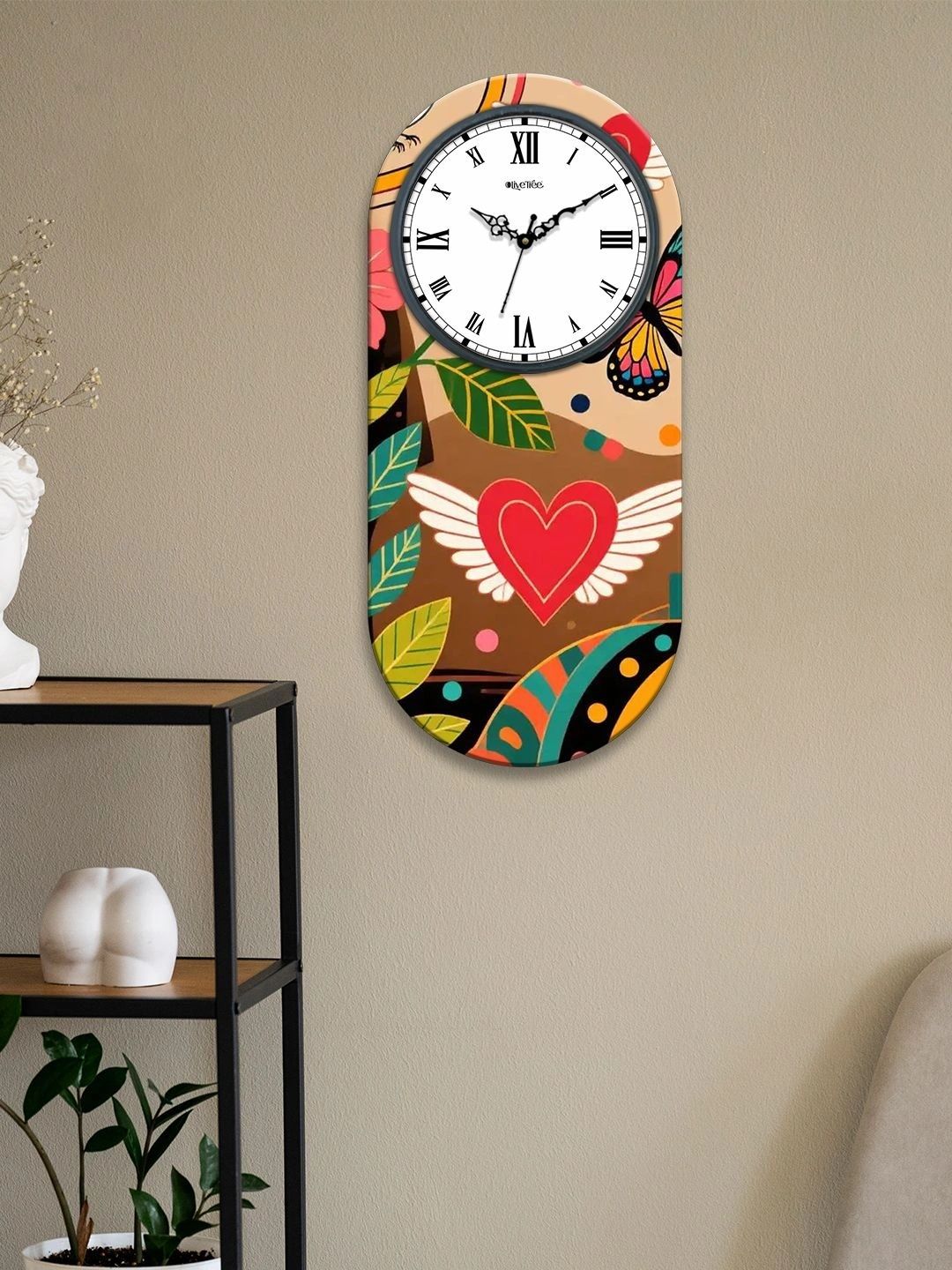 OLIVE TREE Multicoloured Printed Wall Clock-image-49