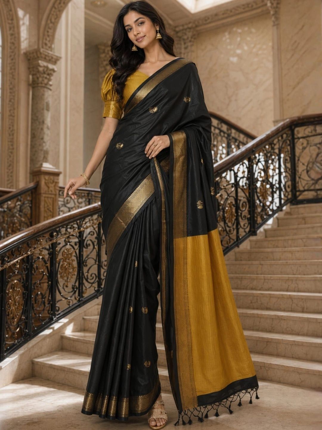 Mitera Embroidered Pure Cotton Kanjeevaram Saree-picture-16