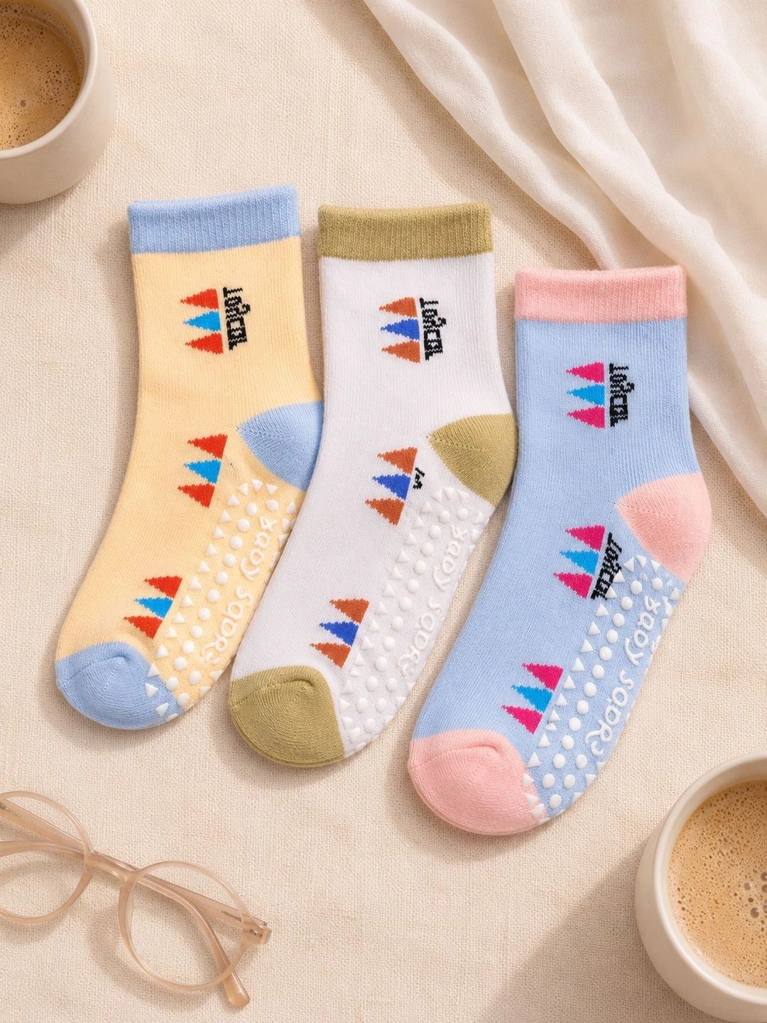 CORTICA Unisex Kids Pack of 3 Cotton Blend Assorted Patterned Ankle Length Socks-picture-47