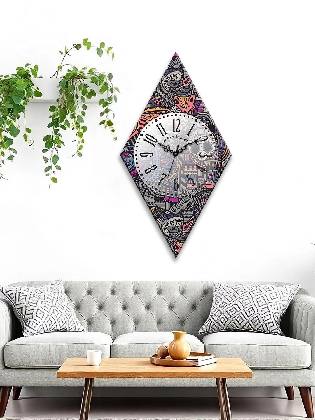 OLIVE TREE Multicoloured Printed Geometric Wall Clock-picture-18