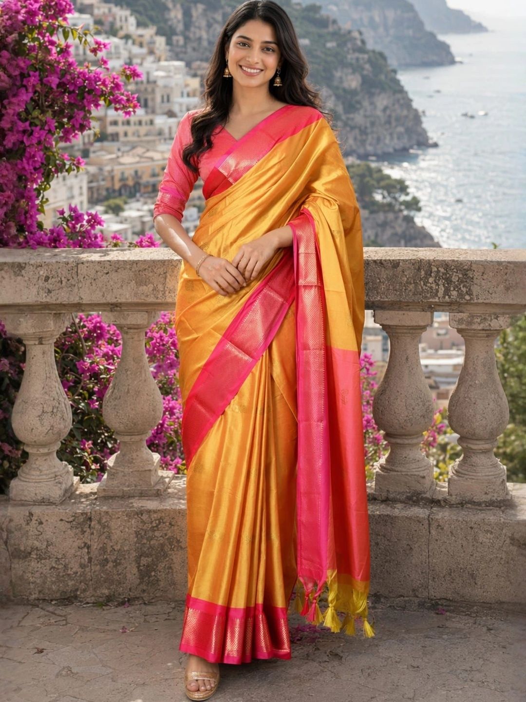 Sangria Woven Design Zari Pure Cotton Kanjeevaram Saree-picture-16