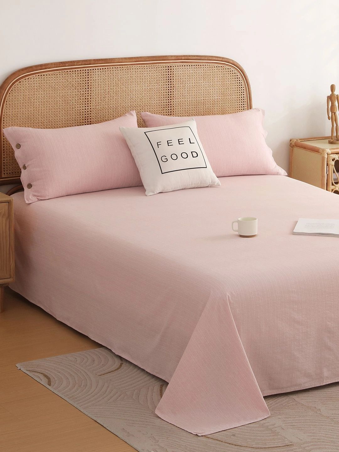 Story@home Pink 300 TC King Bedsheet with 2 Pillow Covers-picture-10