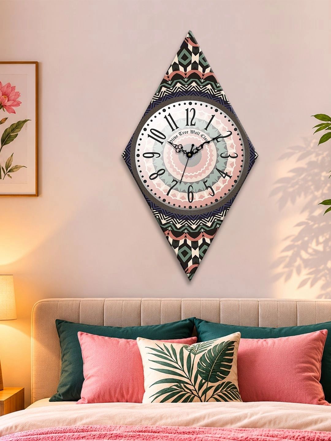 OLIVE TREE Multicoloured Printed Geometric Wall Clock-picture-35