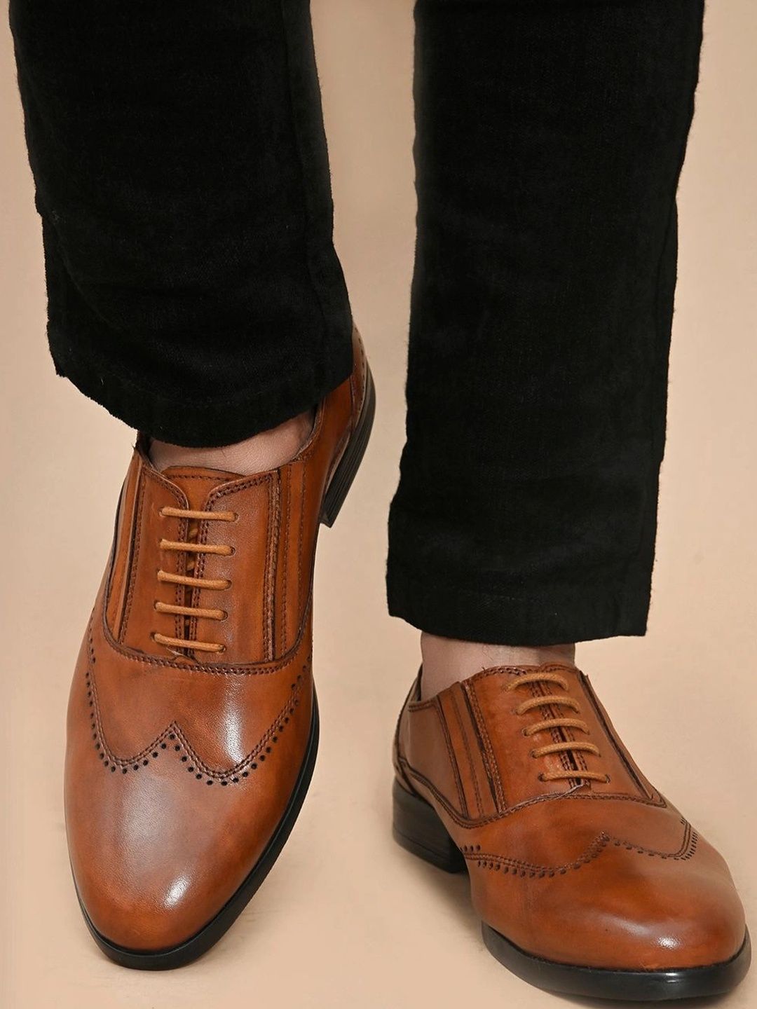 House of Pataudi Men Leather Round Toe Lace-Ups Brogues Formal Shoes-picture-18