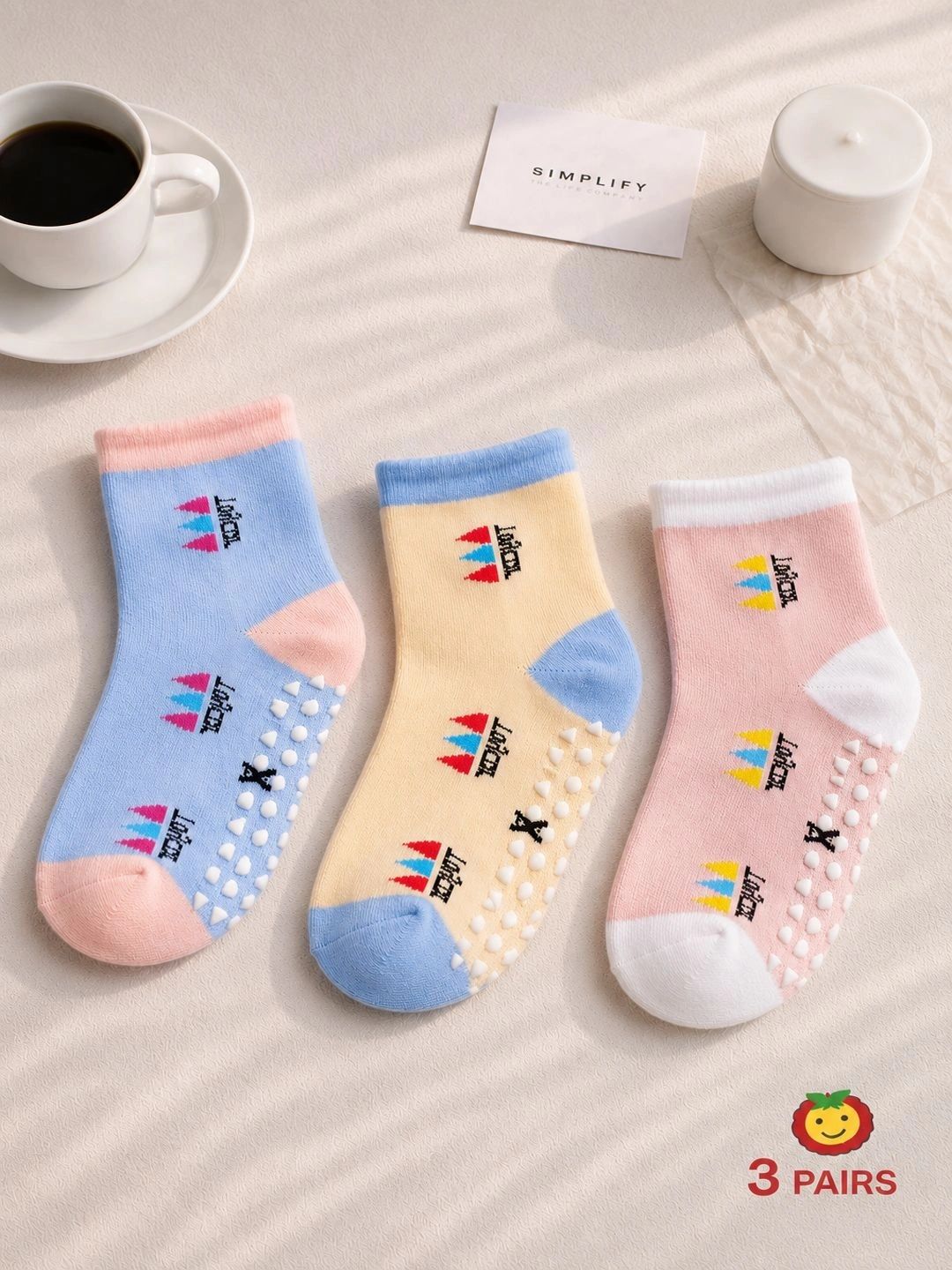 CORTICA Unisex Kids Pack of 3 Cotton Blend Assorted Patterned Above Ankle Socks-picture-20