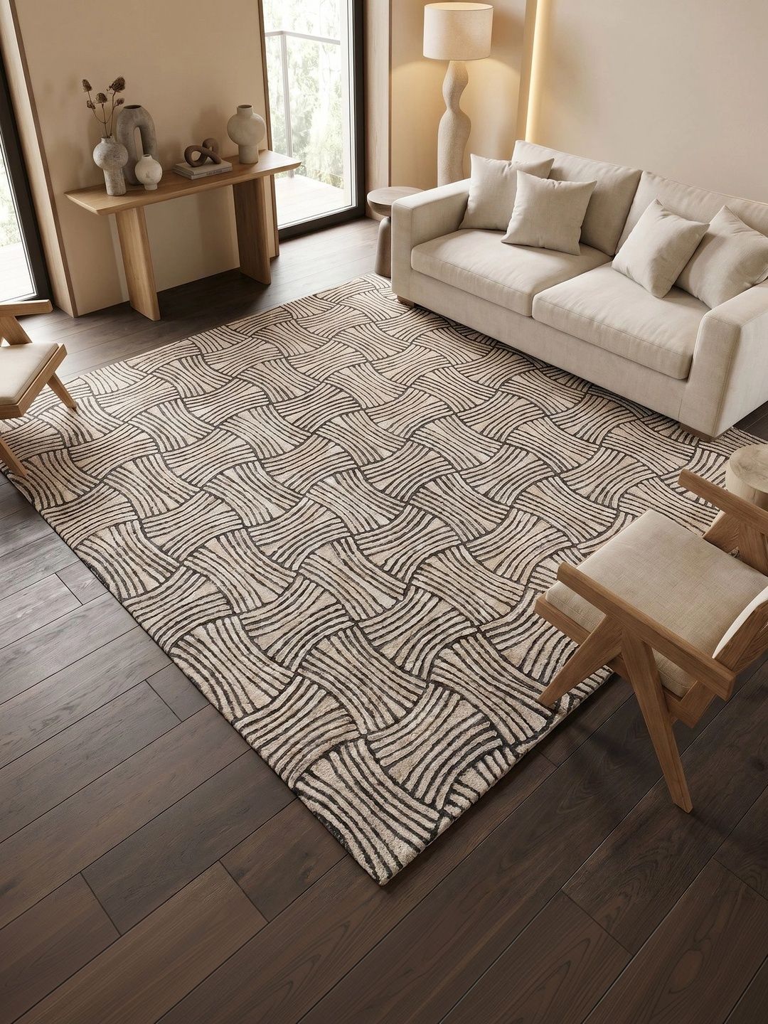 Jaipur Rugs Brown Geometric Hand-Tufted Woollen Carpet-picture-27