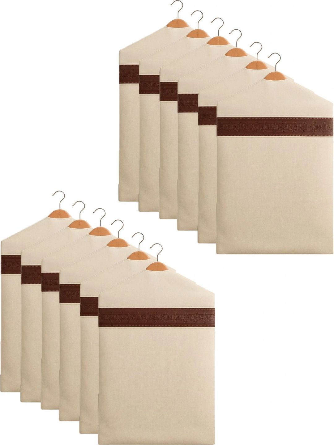 Ankit International Set Of 12 Beige Hanging Cotton Saree Cover-image-7