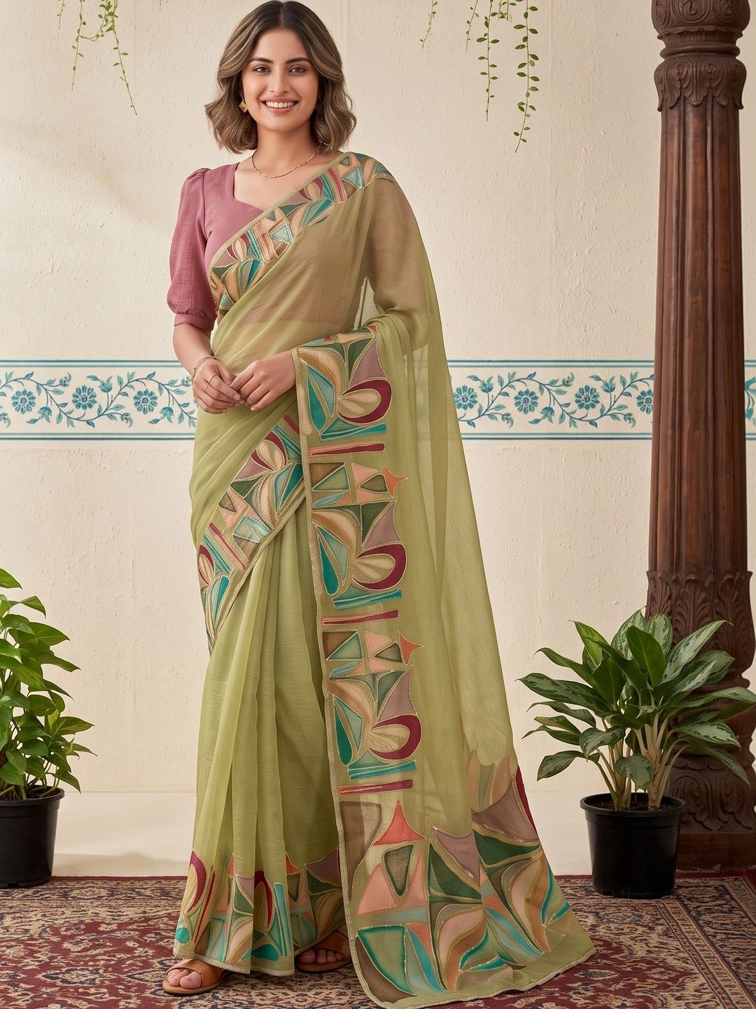 100 Dreams Poly Chiffon Designer Saree-picture-46