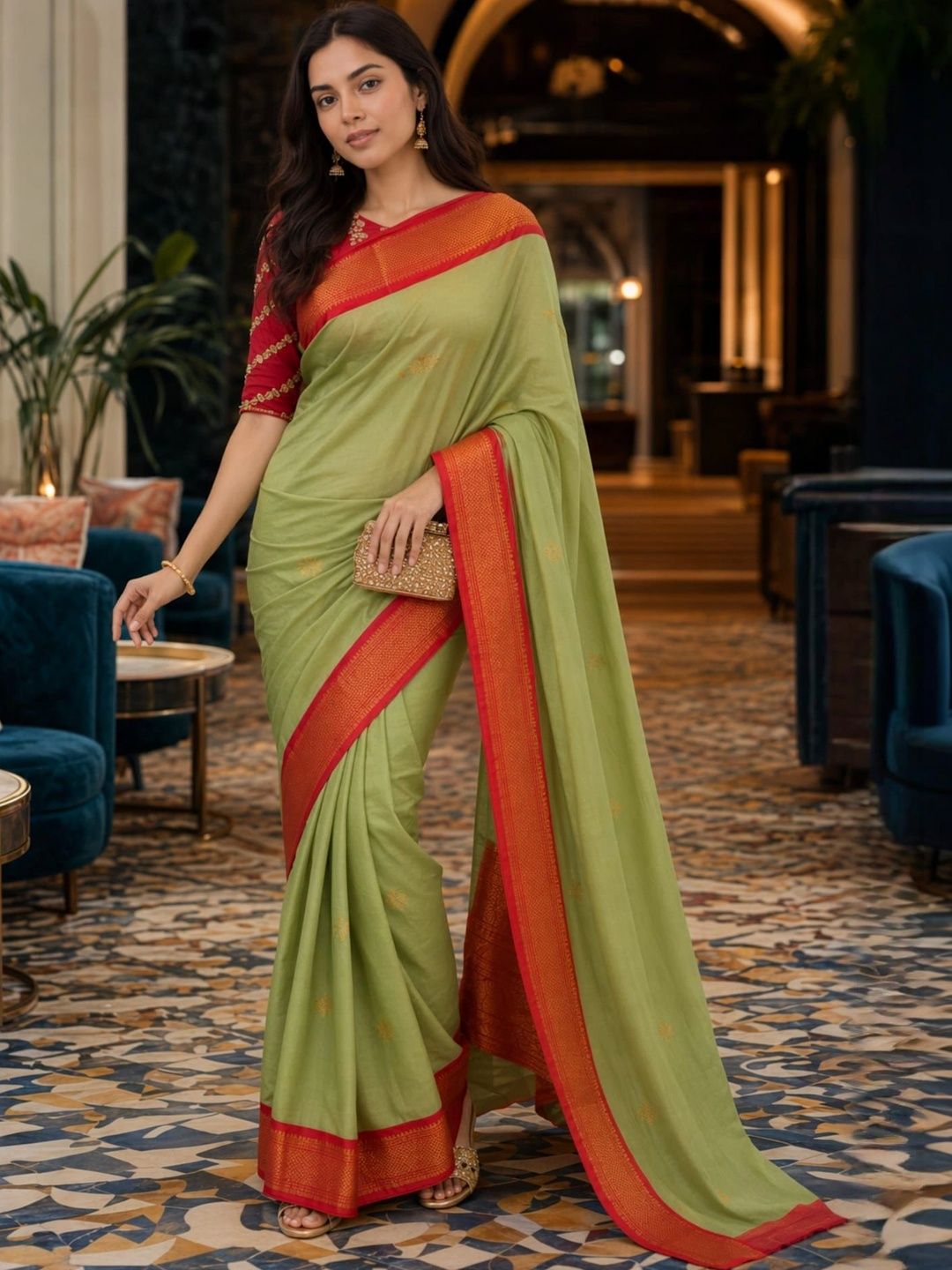 Mitera Embroidered Pure Cotton Kanjeevaram Saree-picture-15